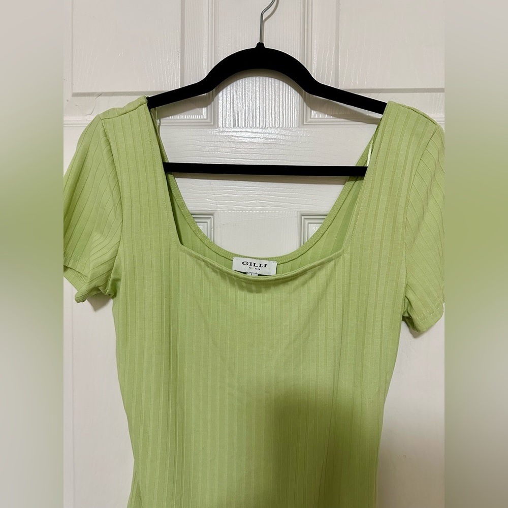 Green ribbed bodysuit